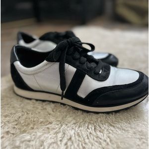 Via Spiga Silver and Black Sneakers Size 8. Gently Worn.